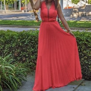 Red maxi formal dress backless